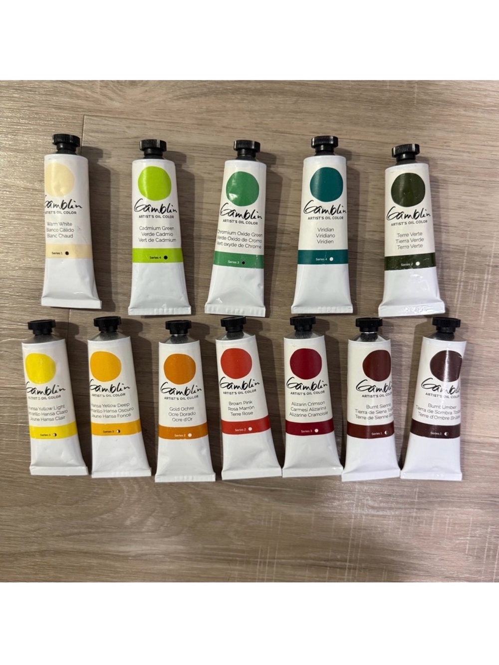 Gamblin Artist Oil Paint Lot 12 Tubes Earth & Green Set Brand New Art Supplies